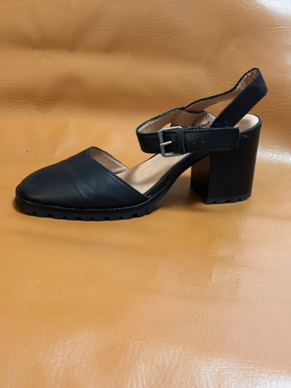 Madewell Claudie Heeled Lugsole Mary Jane Black Leather Size 8 New